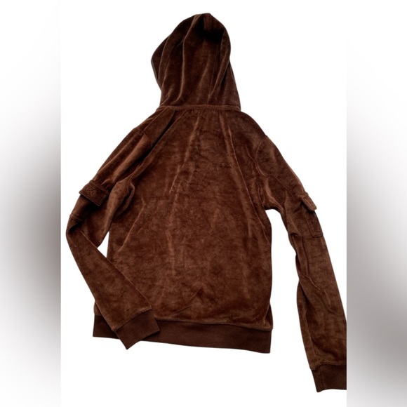 BCBGMaxAzria Brown Boxy Hoodie velour with Relaxed Fit - Picture 2 of 6